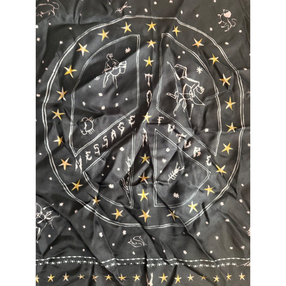 AllSaints Message to Future Celestial Zodiac Star Peace Sign Black Square Scarf